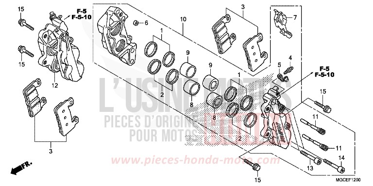 FRONT BRAKE CALIPER for CB1100 ABS GRAPHITE BLACK (NHB01) from 2014